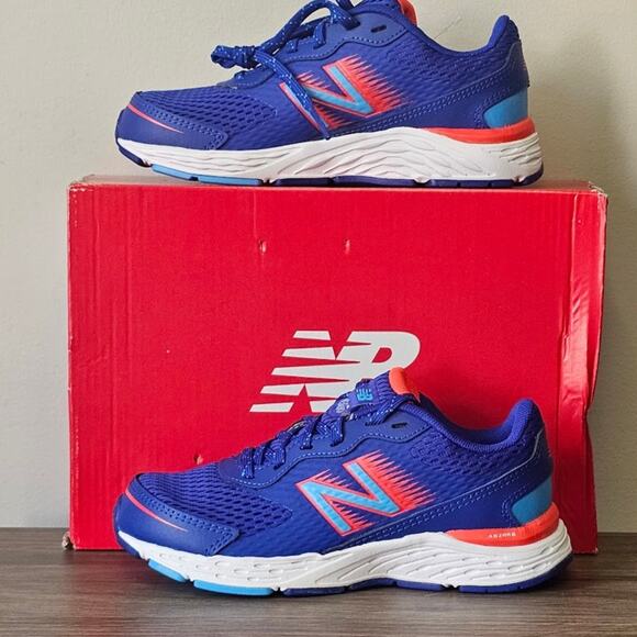 New Balance Kids' 680v6 Wide Width Running Sneakers Size 1W Blue New - Picture 1 of 7
